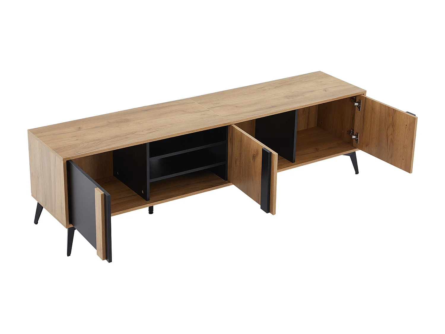 TV-Schrank L 180 cm – mit 3 Türen und 3 Fächern – Braun