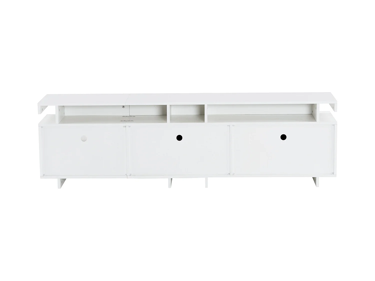 Meuble TV brillant avec LED - 2 portes et 2 compartiments - Blanc