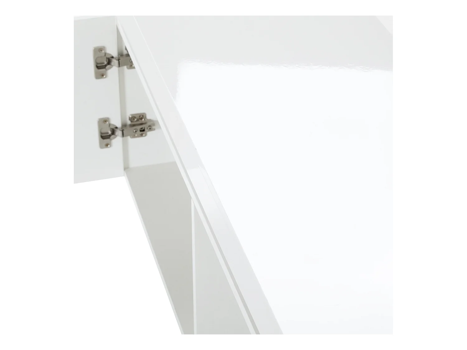 Meuble TV brillant avec LED - 2 portes et 2 compartiments - Blanc