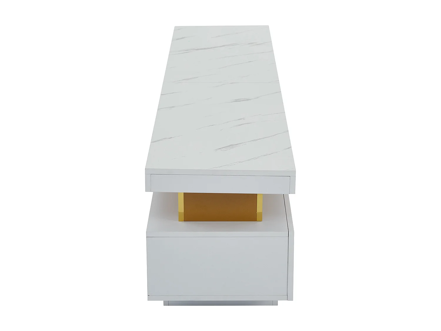 Moderner TV-Schrank 200 cm – mit 3 Schubladen – Marmoreffekt – Weiß