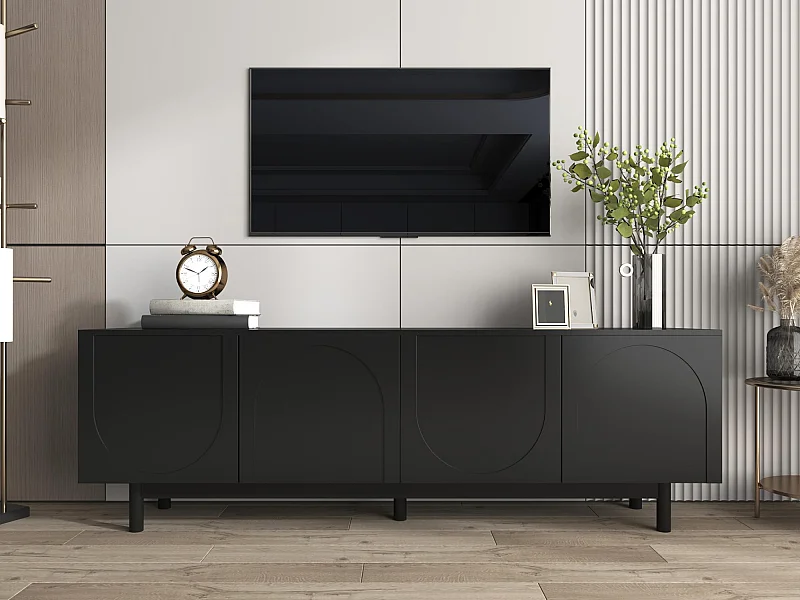 Modern TV-meubel - met verstelbare planken - gemaakt van spaanplaat - Zwart