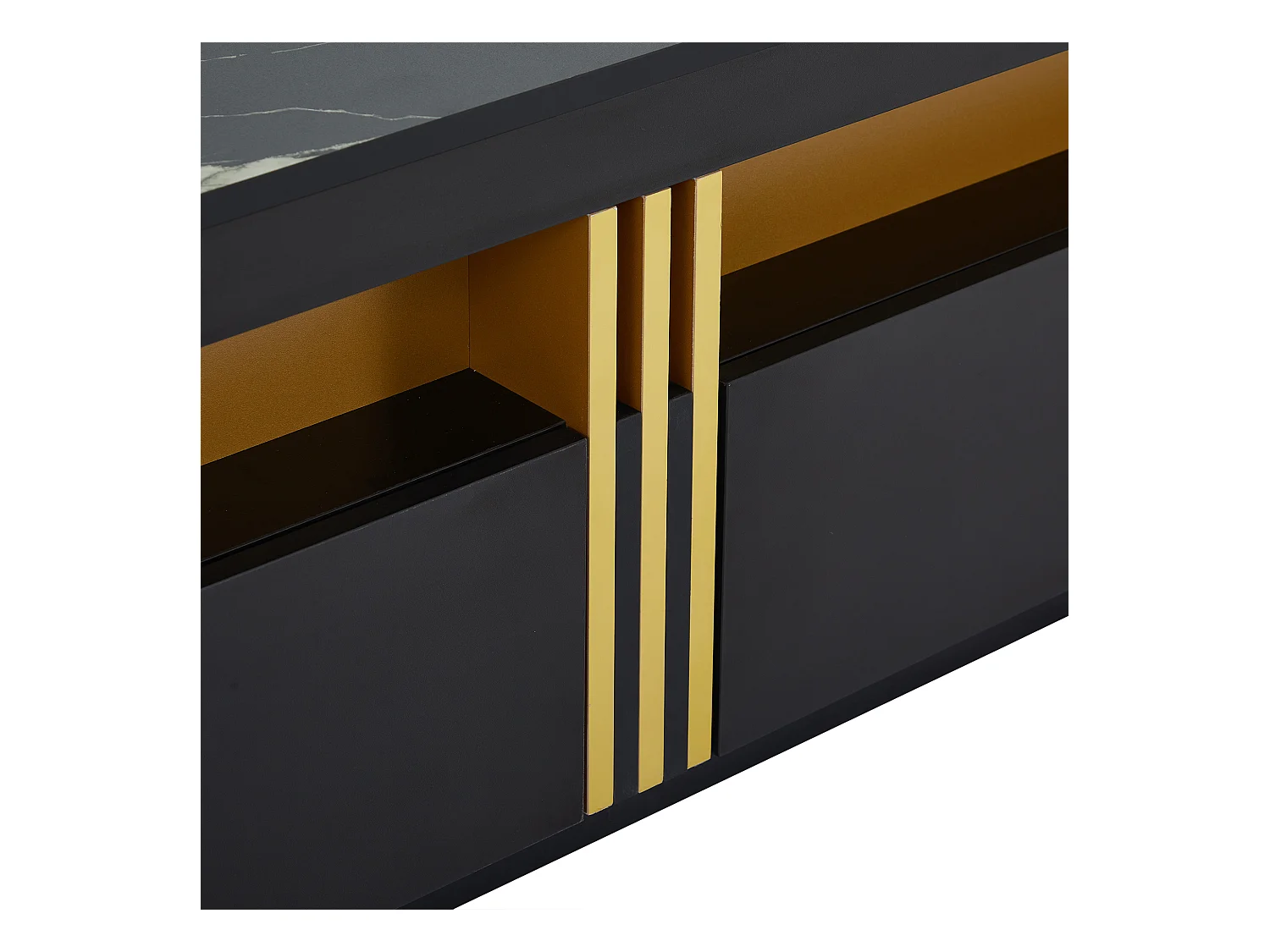 Mueble TV moderno 200 cm - con 3 cajones - efecto mármol - Negro