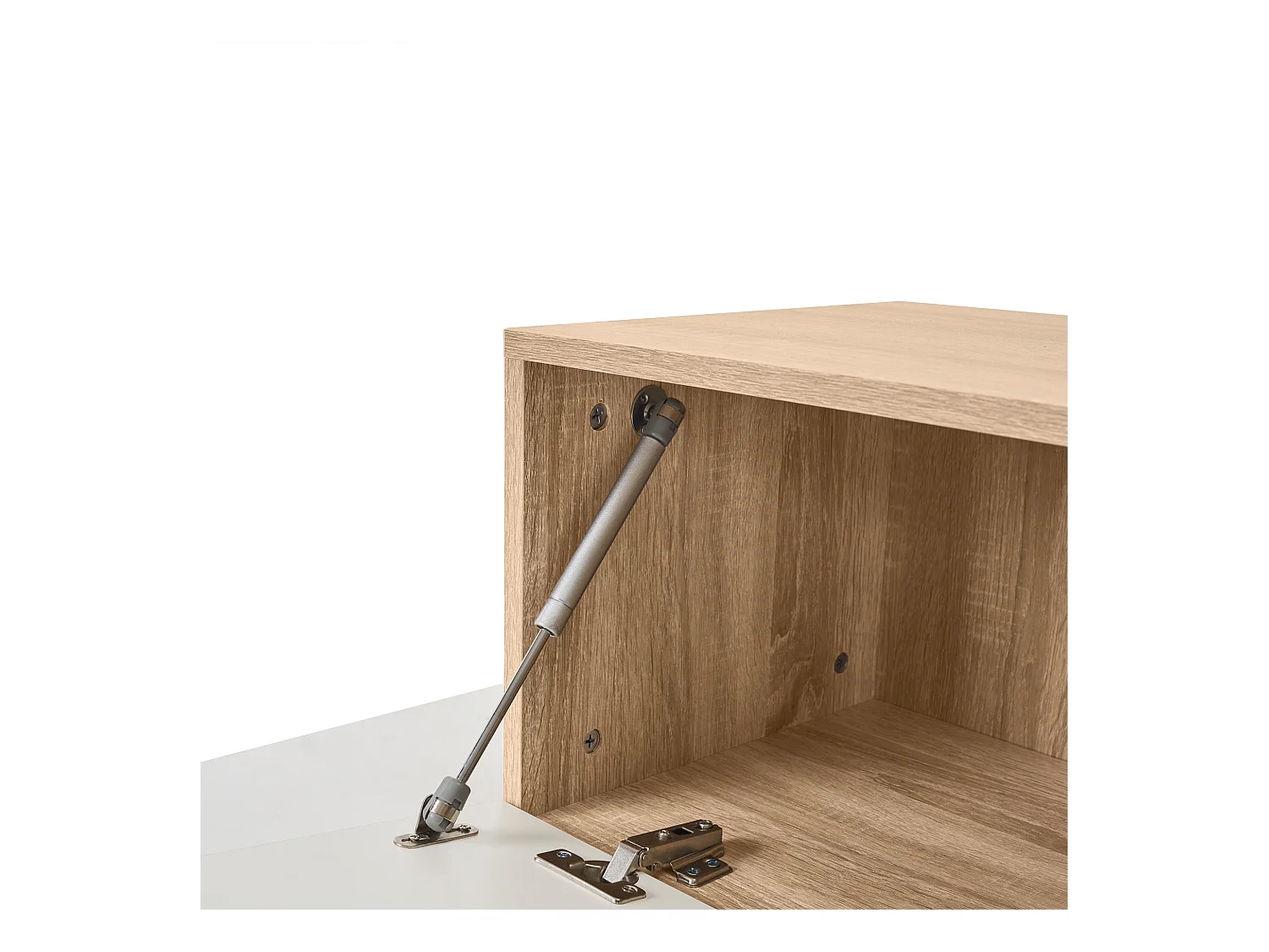 TV-Wand mit Stauraum – 3 Fächer und 3 Regale – Weiß und Natur