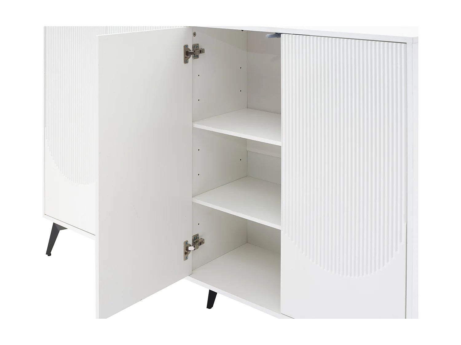 Buffet brillant moderne - 4 portes avec étagères réglables - Blanc