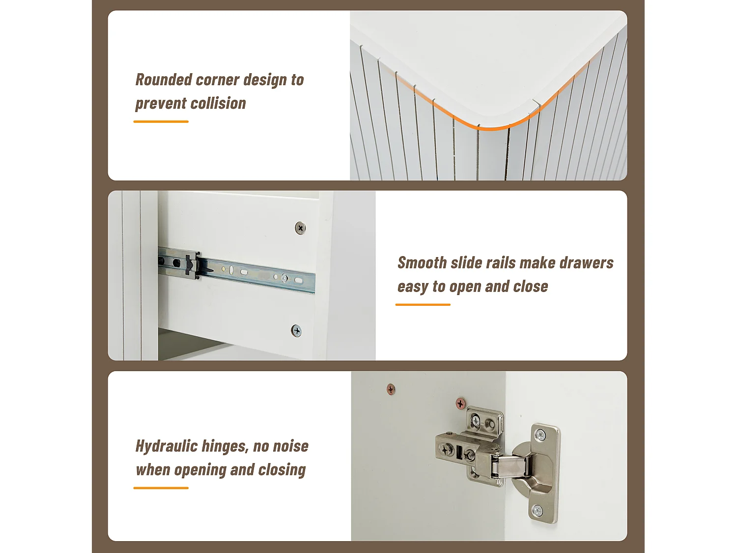 Buffet avec LED - 2 portes avec 4 étagères réglables et 3 tiroirs - Blanc