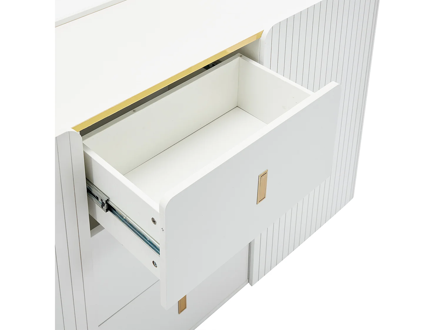 Buffet avec LED - 2 portes avec 4 étagères réglables et 3 tiroirs - Blanc