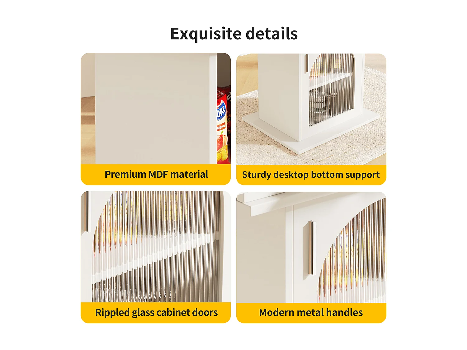 Table à manger escamotable - en MDF - avec rangements - Blanc