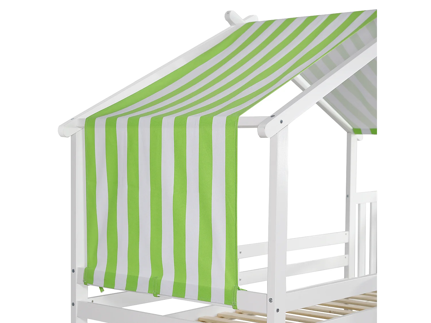 Mezzanine bed 90x200 cm - van massief hout - met 1 kast, 2 opbergrekken en trap met opbergruimte - Wit