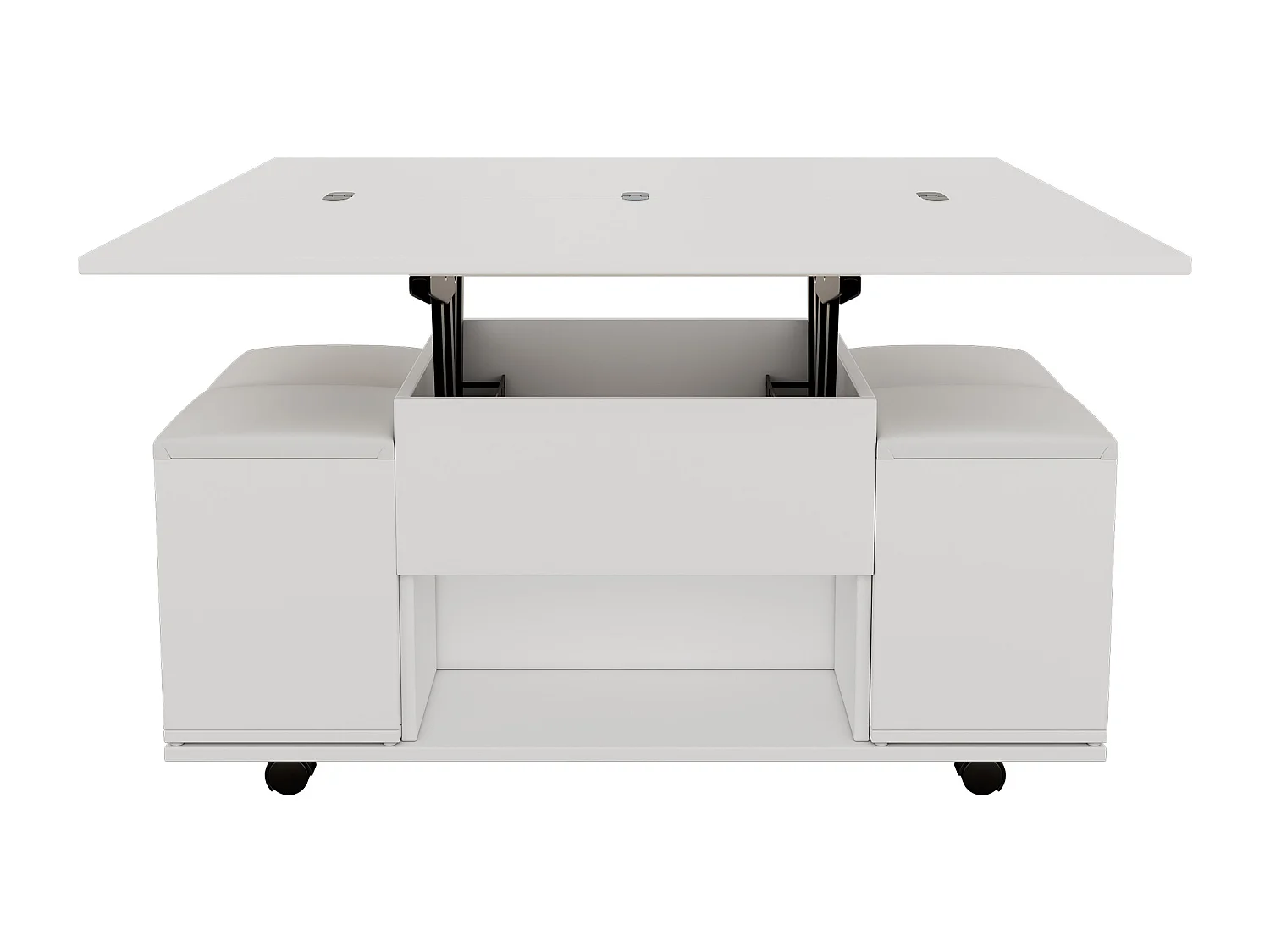 Mesa de centro multifuncional - transformada em mesa e 4 bancos - Branco