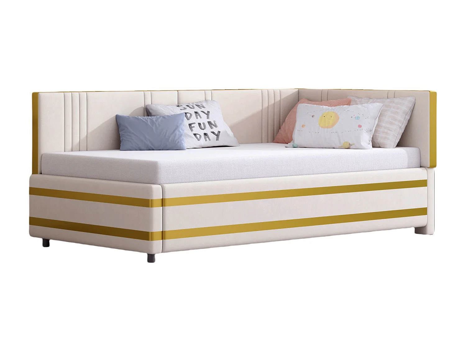 Sofá cama de terciopelo 90x200cm - con somier - Beige (colchón no incluido)