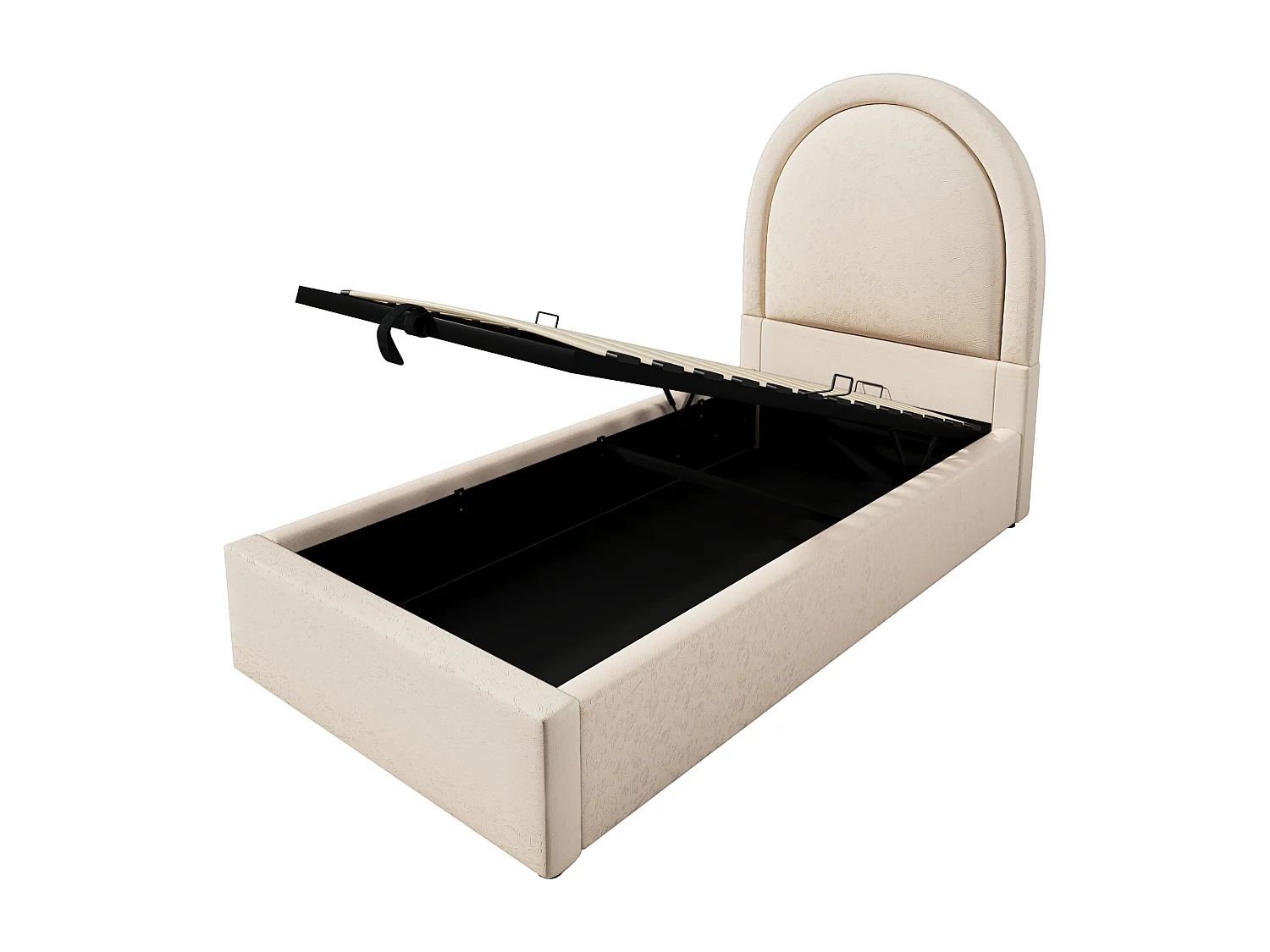 Gestoffeerd babybedje met patroon - 90x190cm - met opbergruimte - Beige