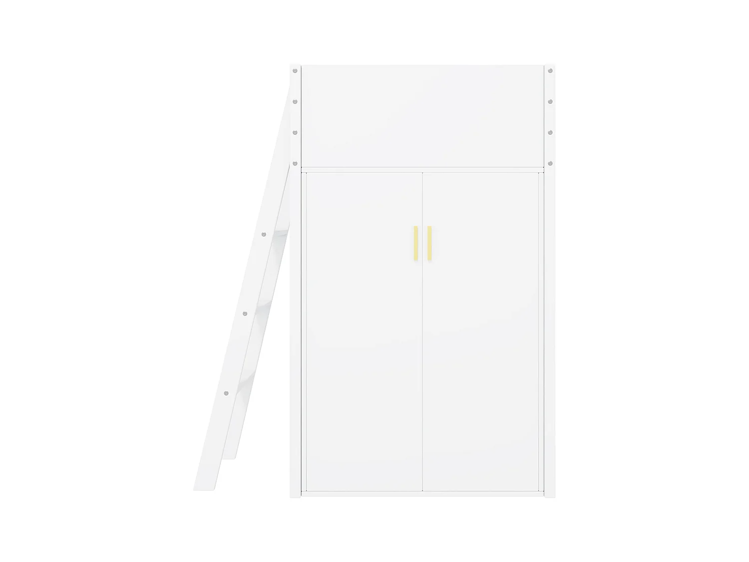 Lit mezzanine 90x200cm en bois - avec bureau et armoire modulable - Blanc