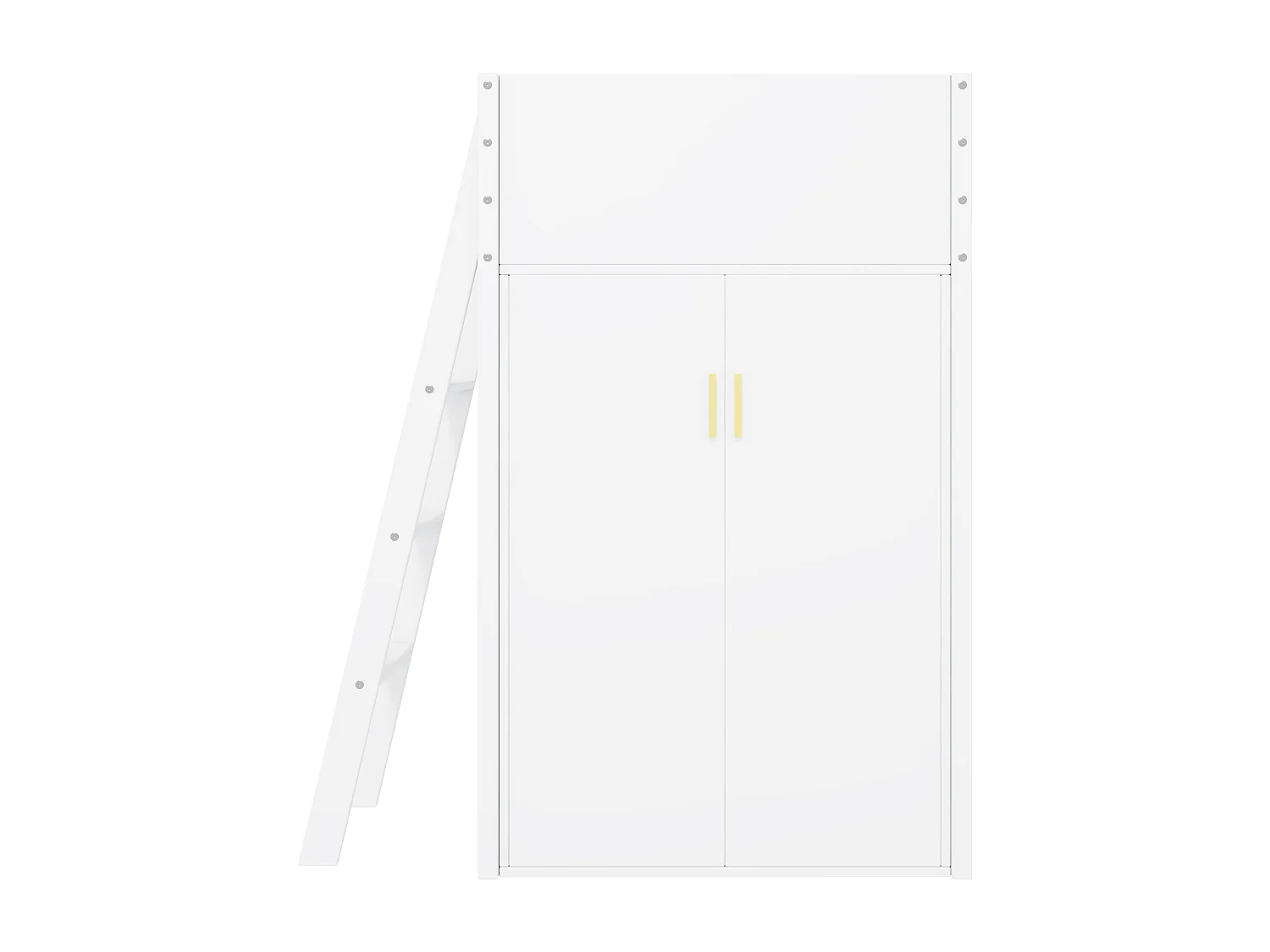 Lit mezzanine 90x200cm en bois - avec bureau et armoire modulable - Blanc