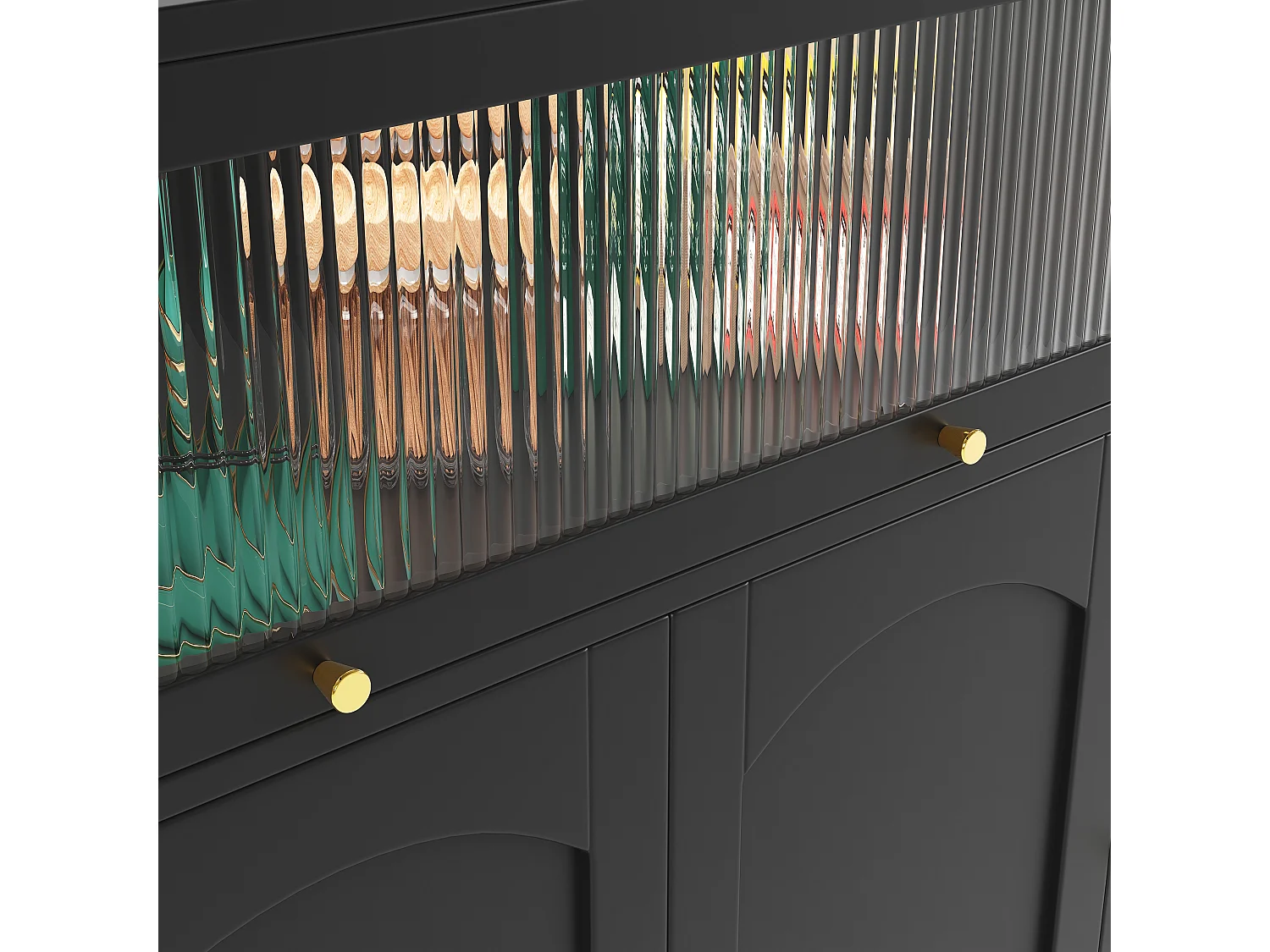 Modernes Buffet - Aus MDF - Mit 3 Türen und 3 Fächern - Schwarz