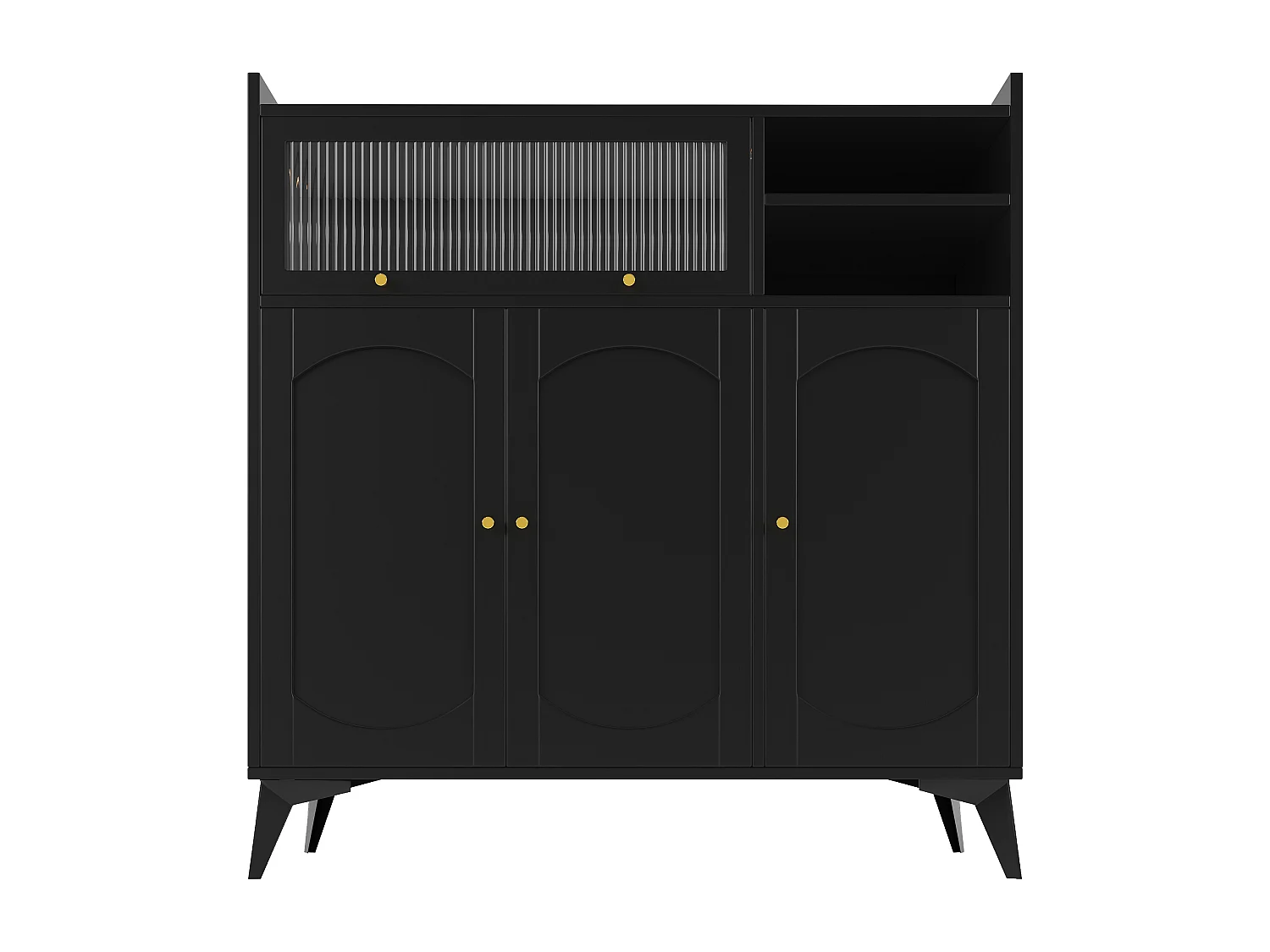 Modernes Buffet - Aus MDF - Mit 3 Türen und 3 Fächern - Schwarz