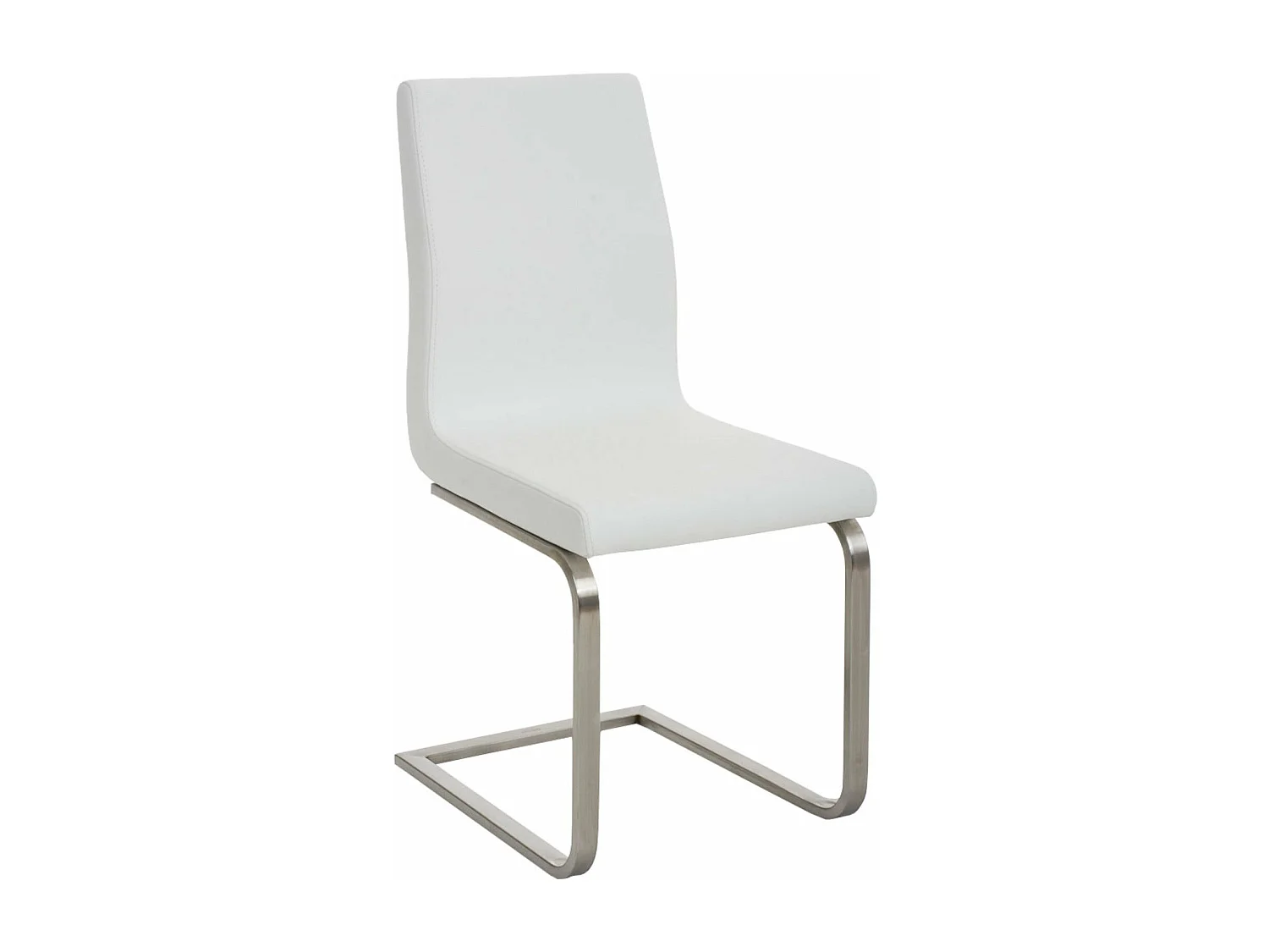 Lot de 2 chaises de salle à manger style cantilever en PVC blanc pieds forme luge en acier inoxydable 10_0001596