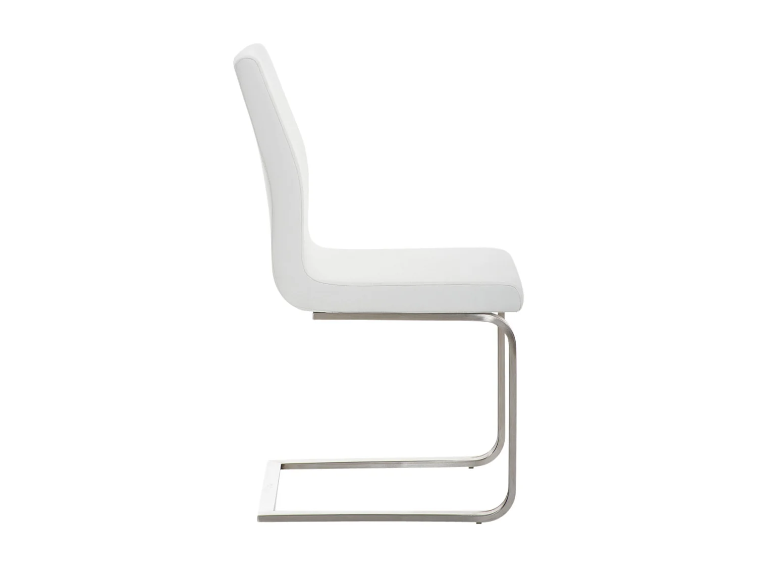Lot de 2 chaises de salle à manger style cantilever en PVC blanc pieds forme luge en acier inoxydable 10_0001596