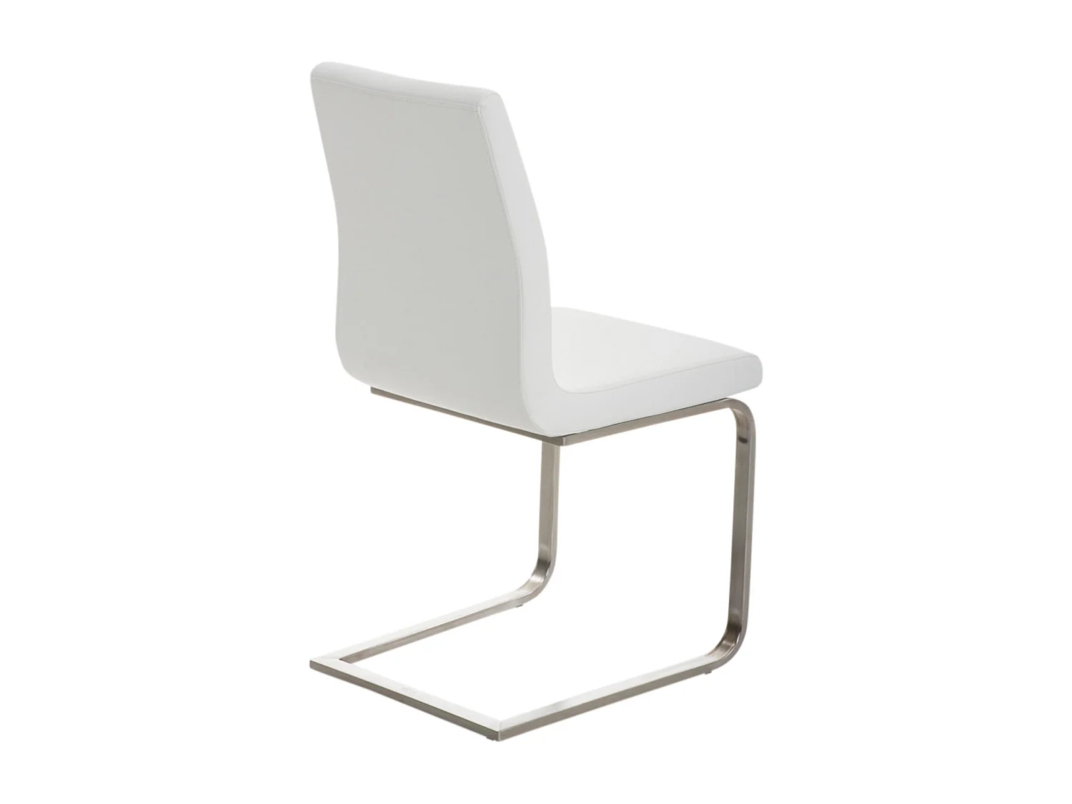 Lot de 2 chaises de salle à manger style cantilever en PVC blanc pieds forme luge en acier inoxydable 10_0001596