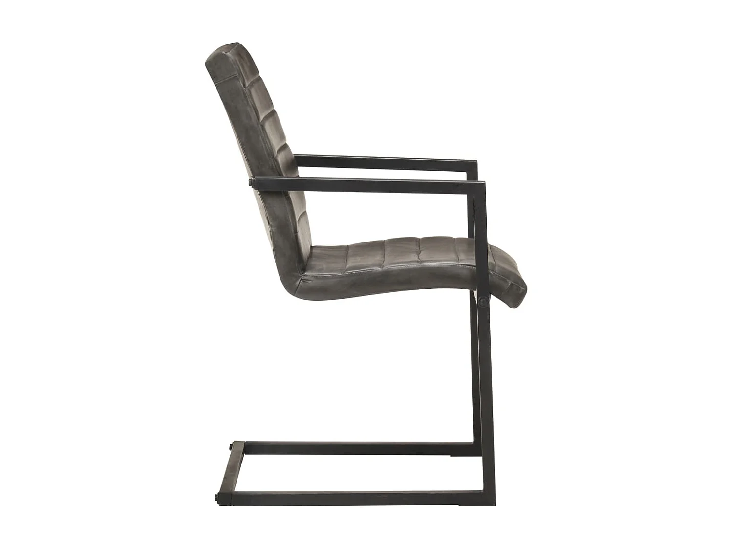 Lot de 4 chaises de salle à manger cuisine cantilever design rétro cuir véritable gris CDS021368