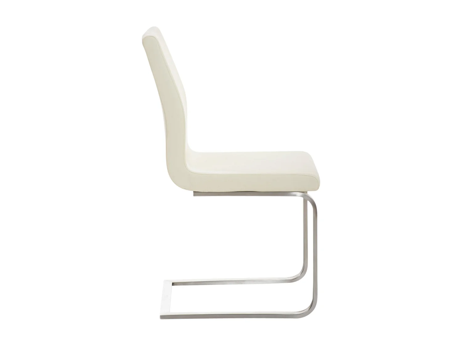Lot de 2 chaises de salle à manger style cantilever en tissu crème pieds forme luge en acier inoxydable 10_0001598