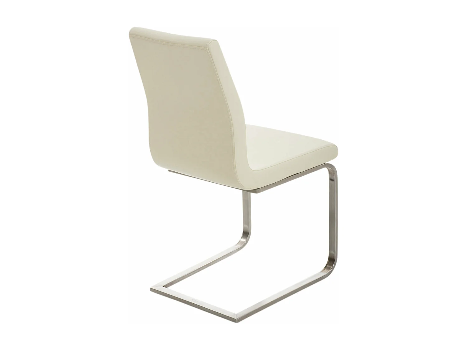 Lot de 2 chaises de salle à manger style cantilever en tissu crème pieds forme luge en acier inoxydable 10_0001598