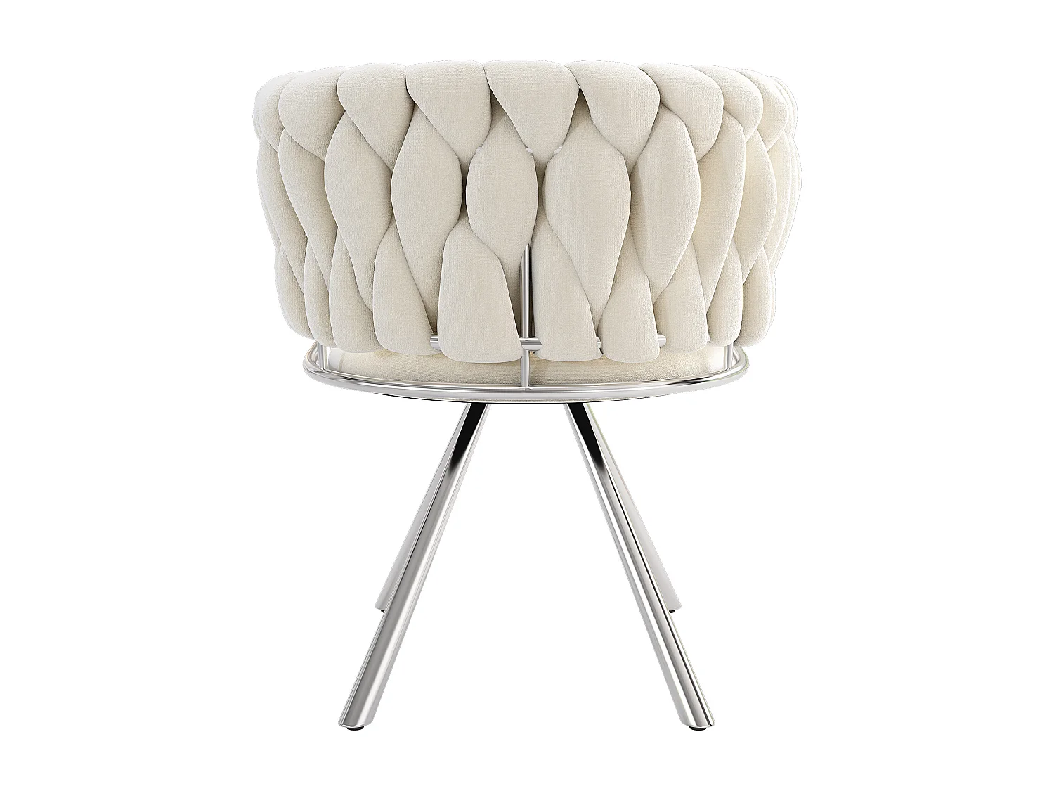 Lot de 6 chaises pivotantes en velours avec accoudoirs - pieds en métal argenté - Beige