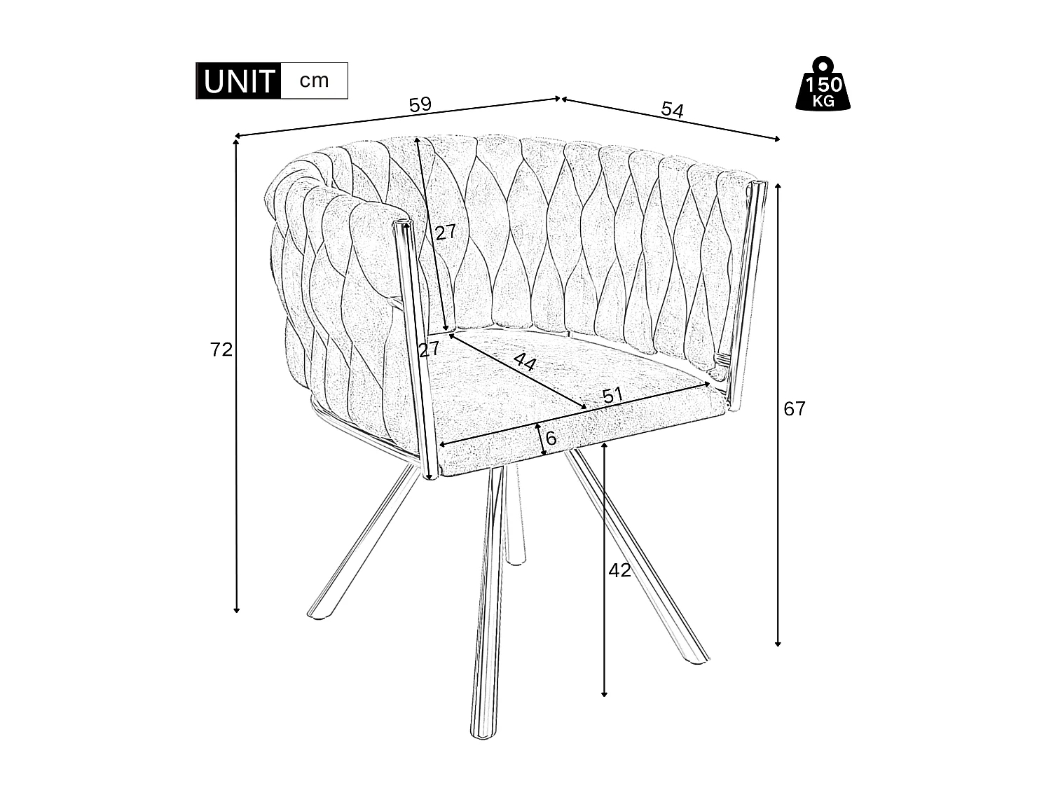 Lot de 6 chaises pivotantes en velours avec accoudoirs - pieds en métal argenté - Beige