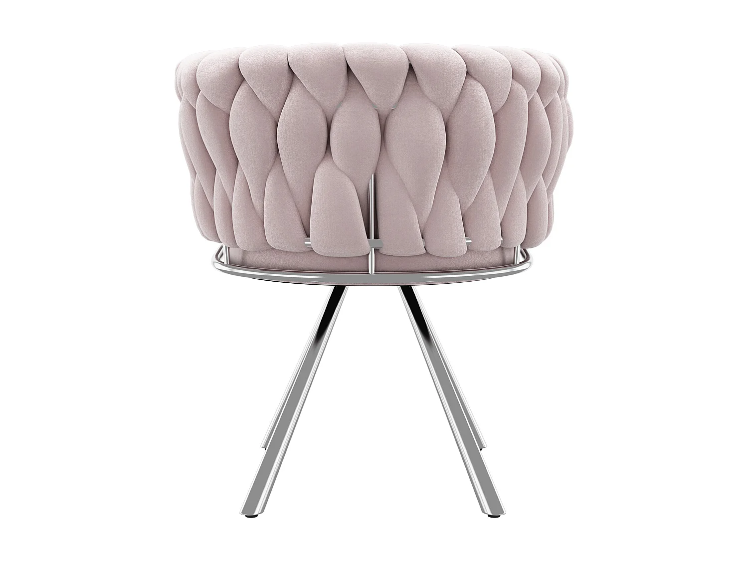 Sedia girevole in velluto con braccioli - gambe in metallo argento - Rosa