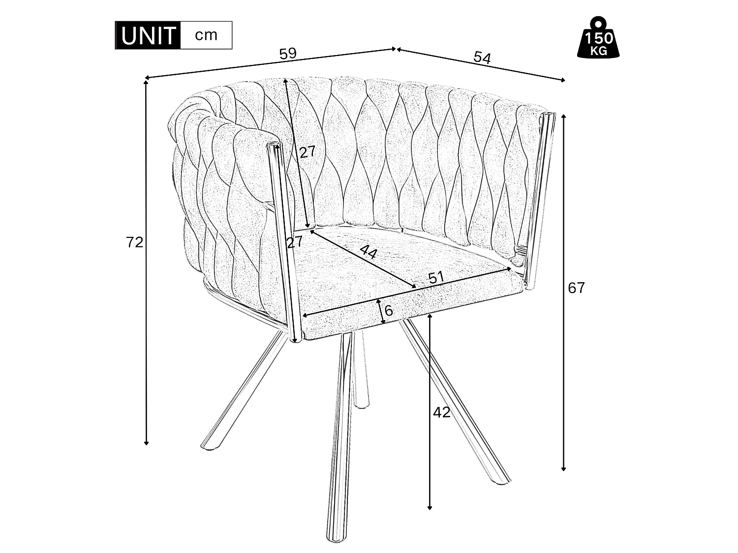 Lot de 6 chaises pivotantes en velours avec accoudoirs - pieds en métal argenté - Gris