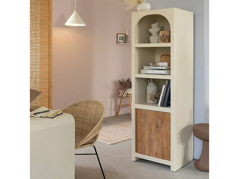 Armoire en bois effet béton et bois d'acacia Dalva