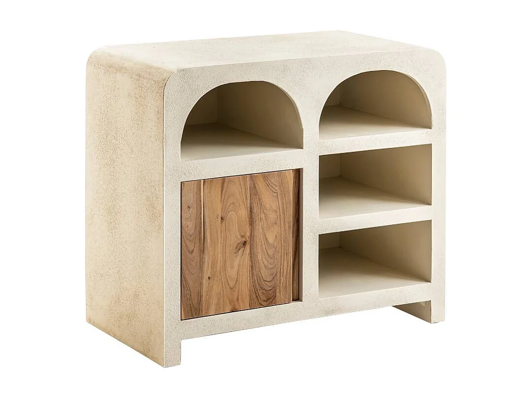Meuble sous vasque en bois effet béton et bois d'acacia Dalva