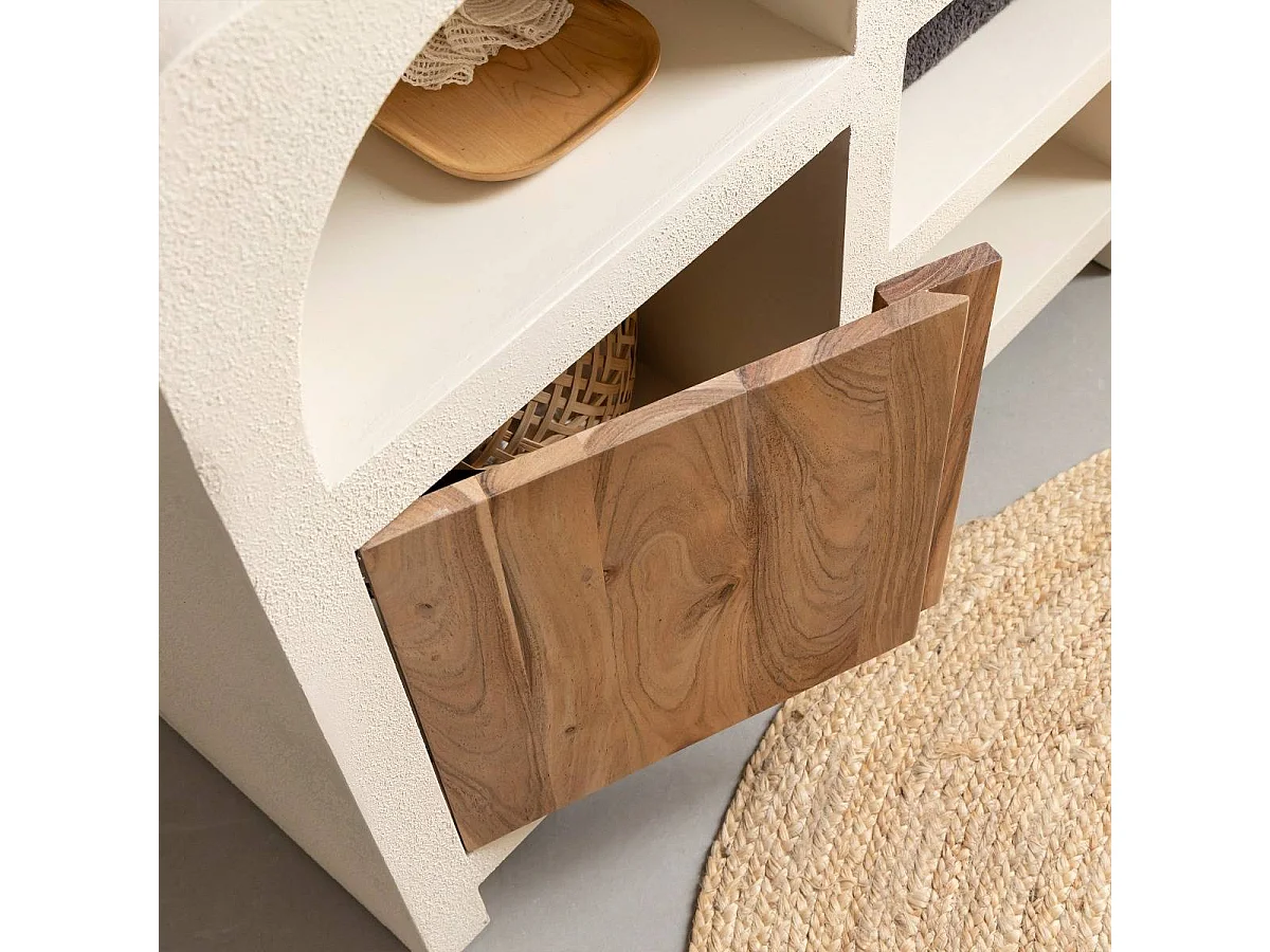 Meuble sous vasque en bois effet béton et bois d'acacia Dalva