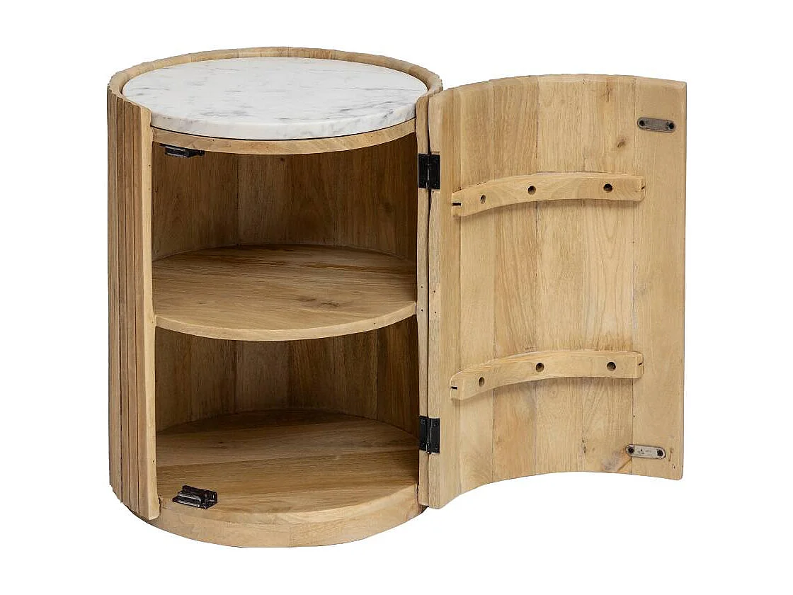 Mesa de noche de madera de mango y mármol blanco Diego