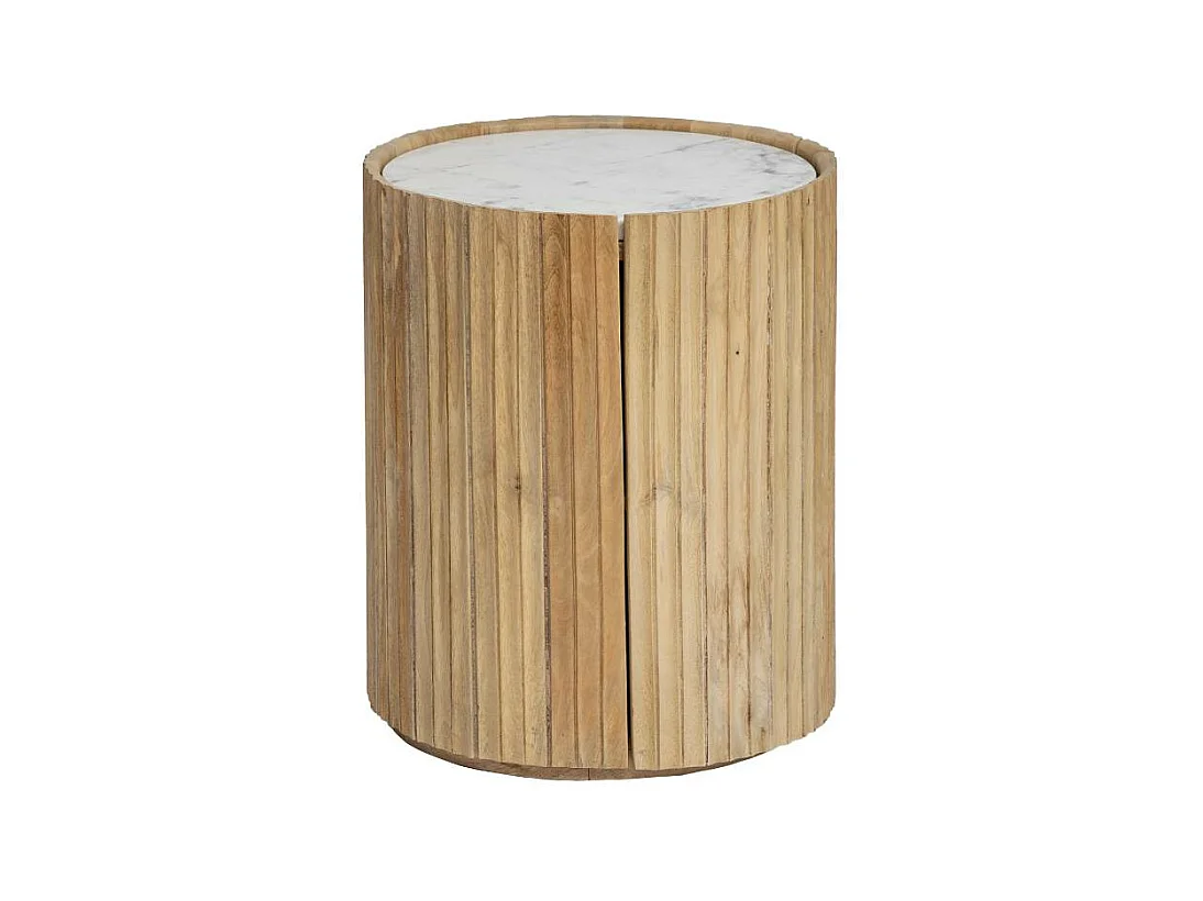Bout de canapé en bois de manguier et marbre Moana