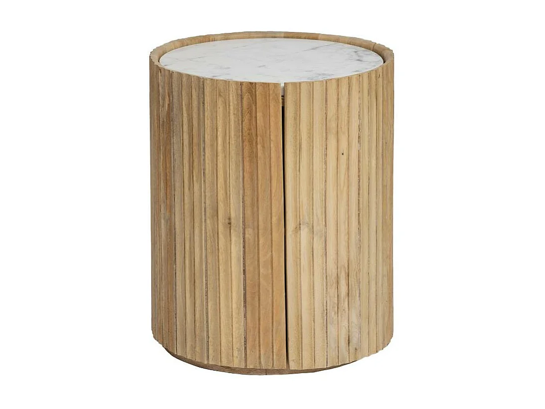 Bout de canapé en bois de manguier et marbre Moana