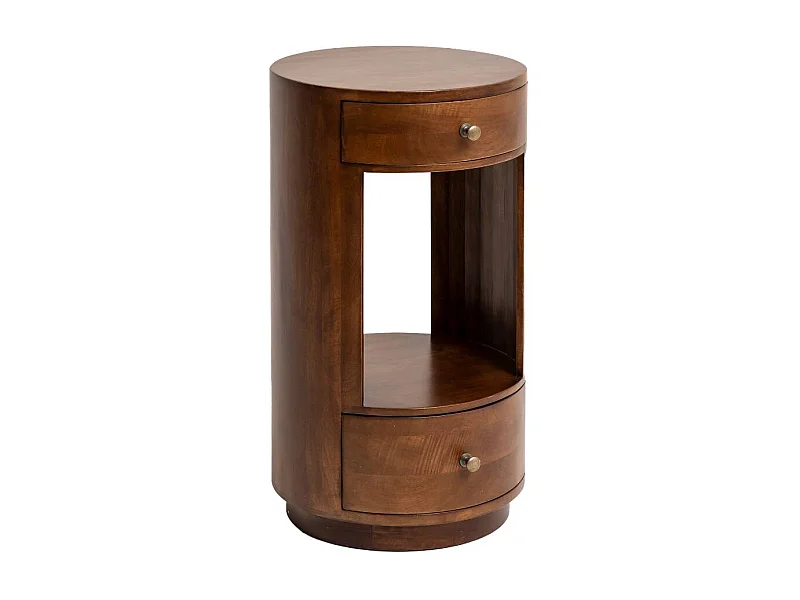 Table de chevet ronde en bois de manguier Oana