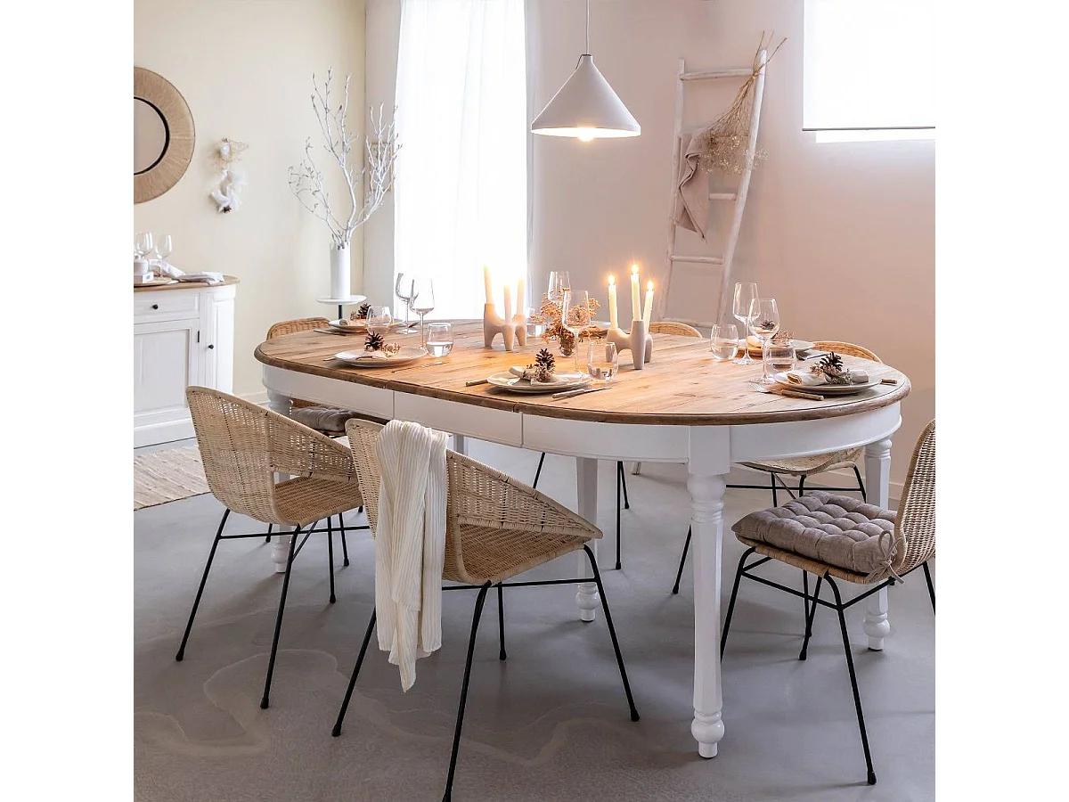 Table à manger en bois recyclé avec allonges Garance