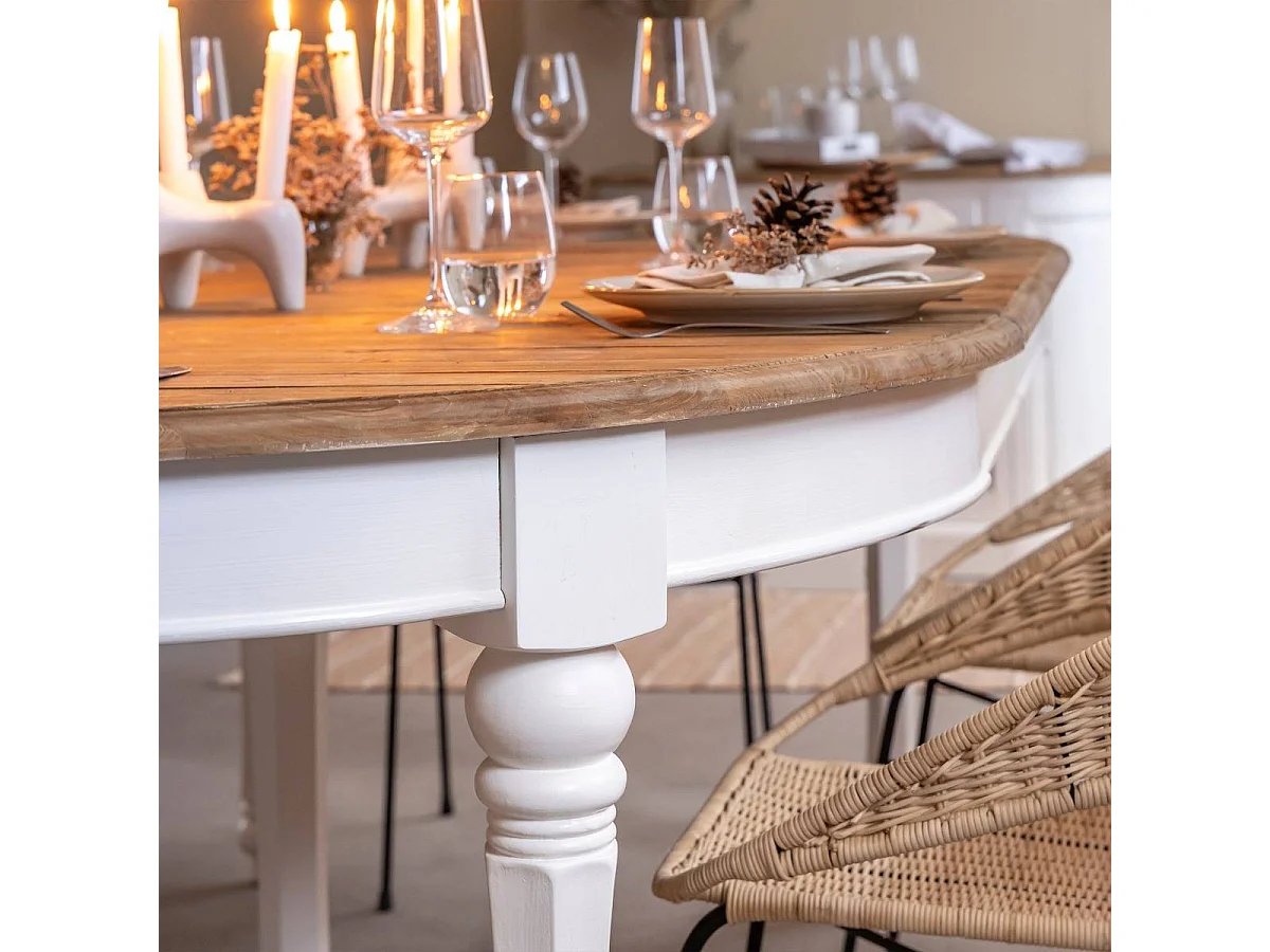 Table à manger en bois recyclé avec allonges Garance