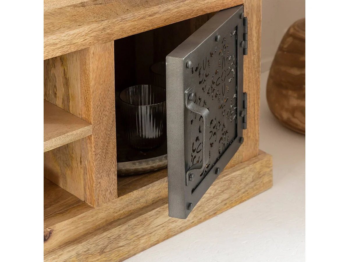 Mueble de TV de madera de mango y metal Sahara con almacenamiento