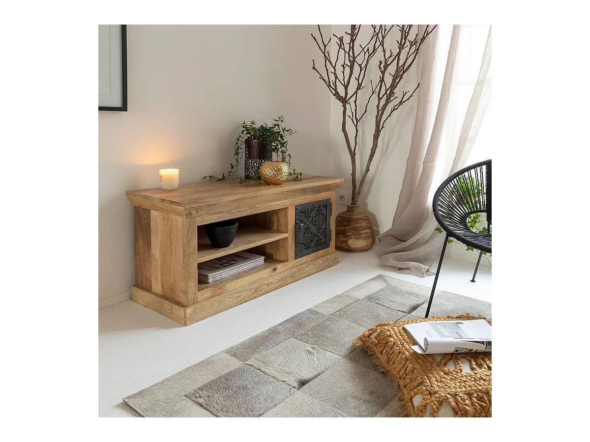 Meuble TV en bois de manguier et métal Sahara
