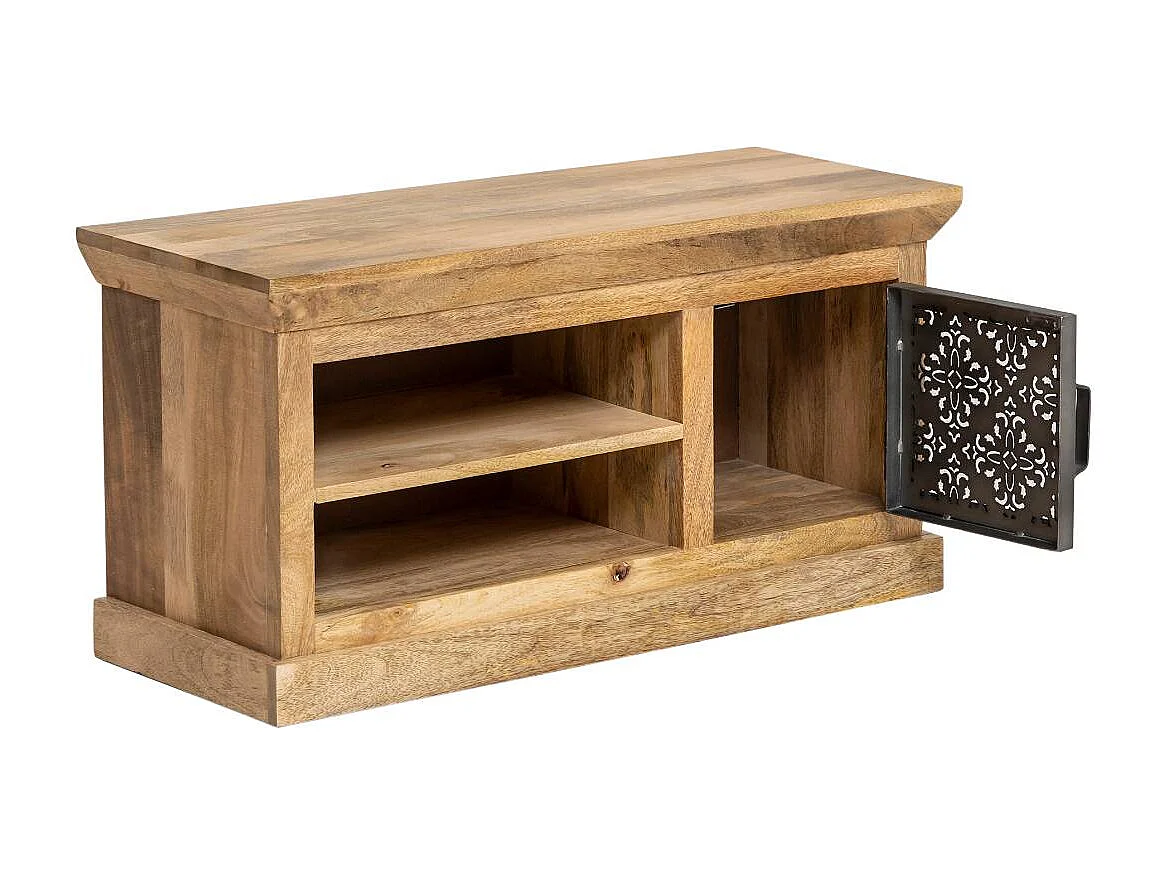 Mueble de TV de madera de mango y metal Sahara con almacenamiento