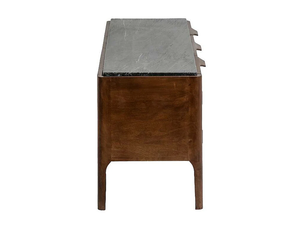 Meuble TV en bois de manguier et marbre noir Roch