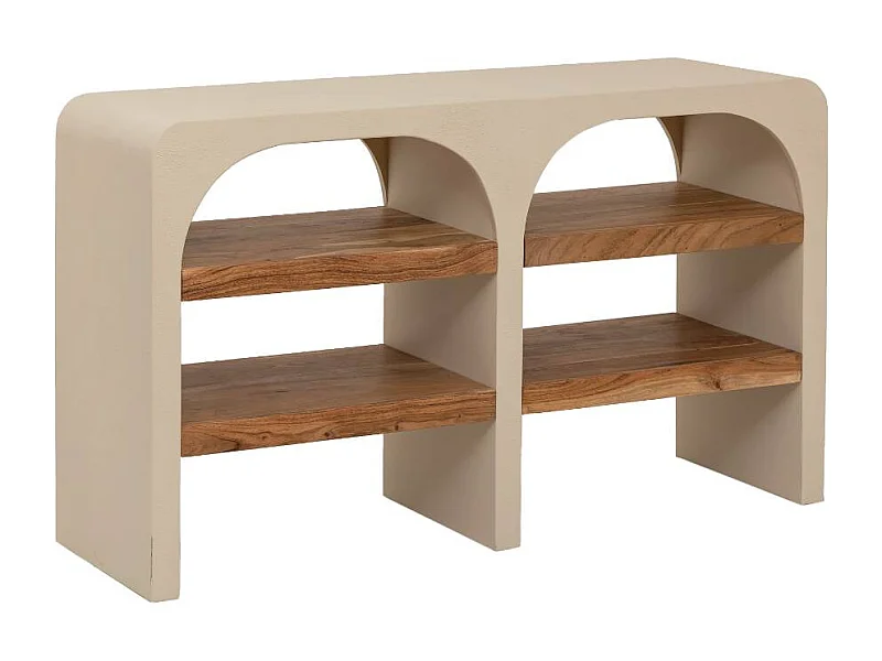 Meuble sous vasque en bois effet béton et bois d'acacia Dalva