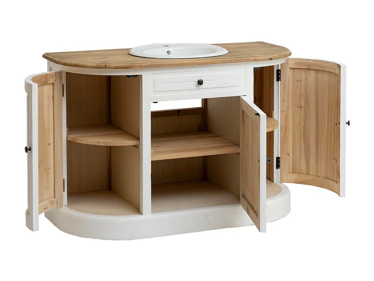 Mueble de baño con lavabo de madera reciclada Garance con 6 espacios de almacenamiento