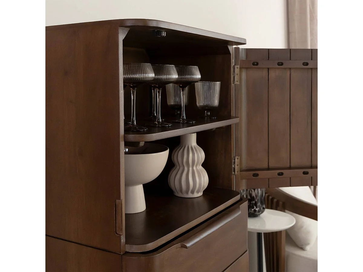 Armoire en bois de manguier foncé Aléna