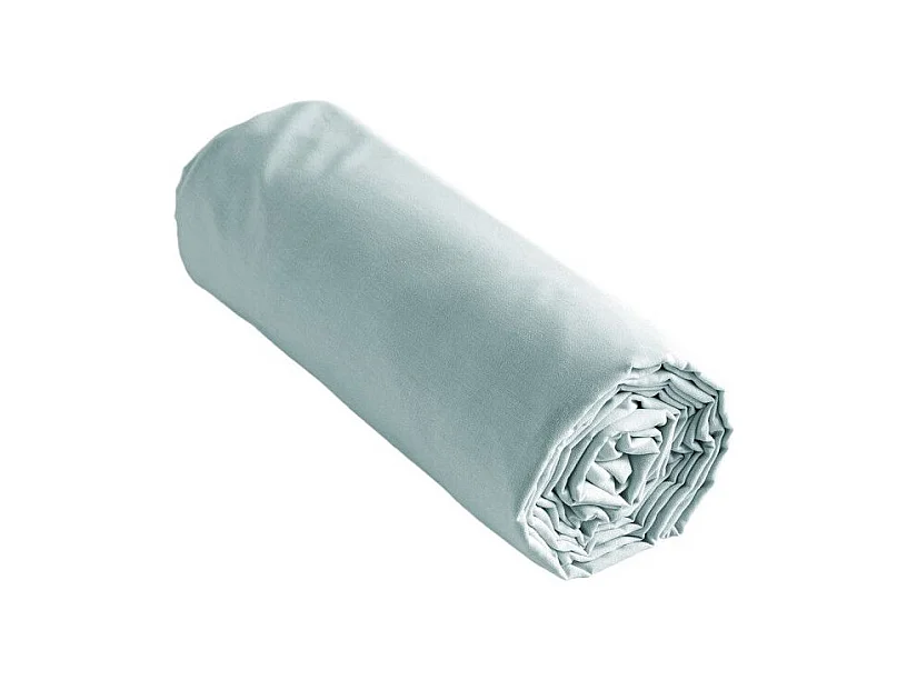 SAMIA - Drap Housse 80x200cm Coton Coloris Bleu Craie
