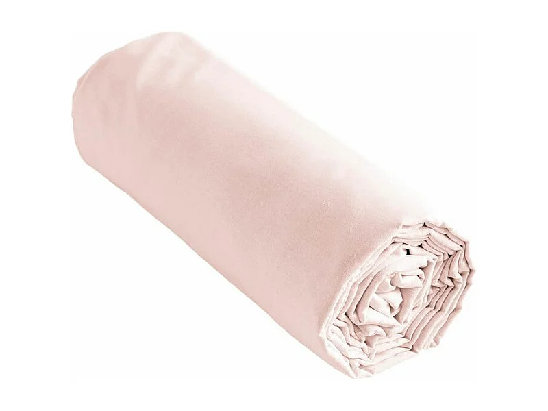 SAMIA - Drap Housse 80x200cm Coton Coloris Barbe à papa