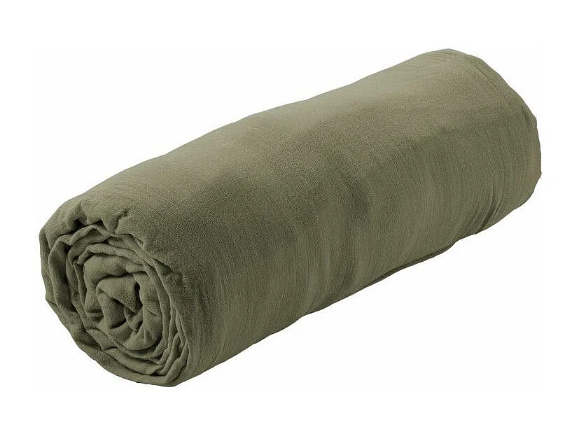 OUREA - Drap Housse 140x200cm Gaze de Coton Romarin