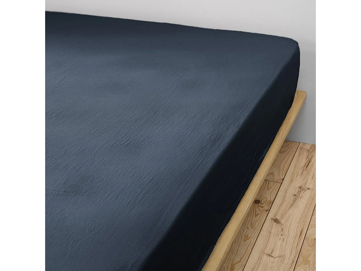 OUREA - Drap Housse 140x200cm Gaze de Coton Minuit