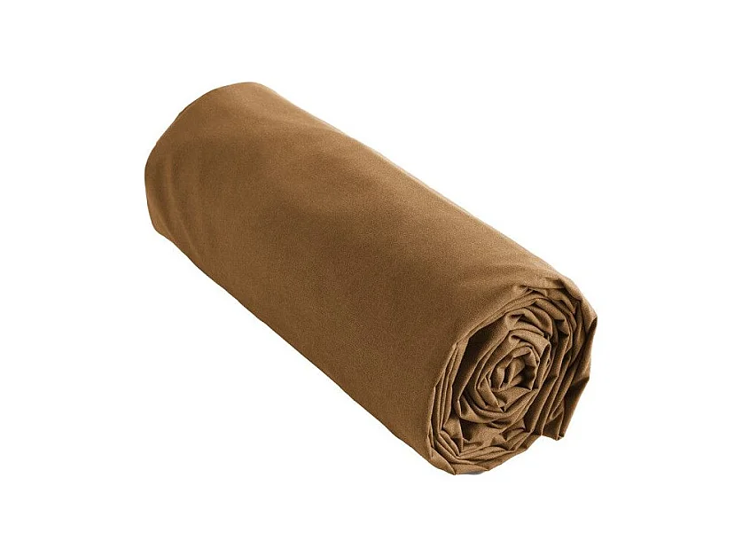 SAMIA - Drap Housse 80x200cm Coton Coloris Camel